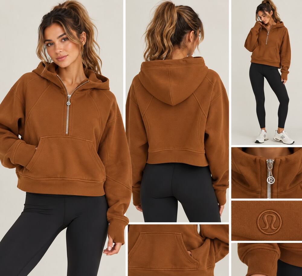 Lululemon Scuba Oversized Half-Zip Hoodie, Brown – XS/S